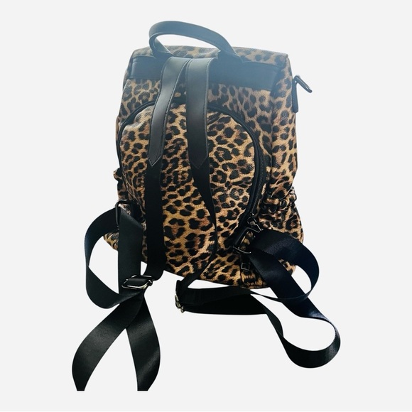 New no tags leopard print book bag backpack school bag side pockets zipper - Picture 4 of 10